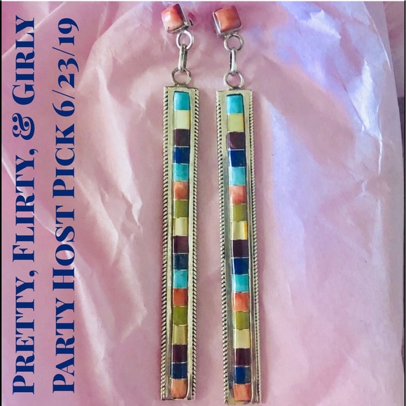 Vintage Jewelry - HP🎀 Navajo Multi-stone Sterling Silver Earrings